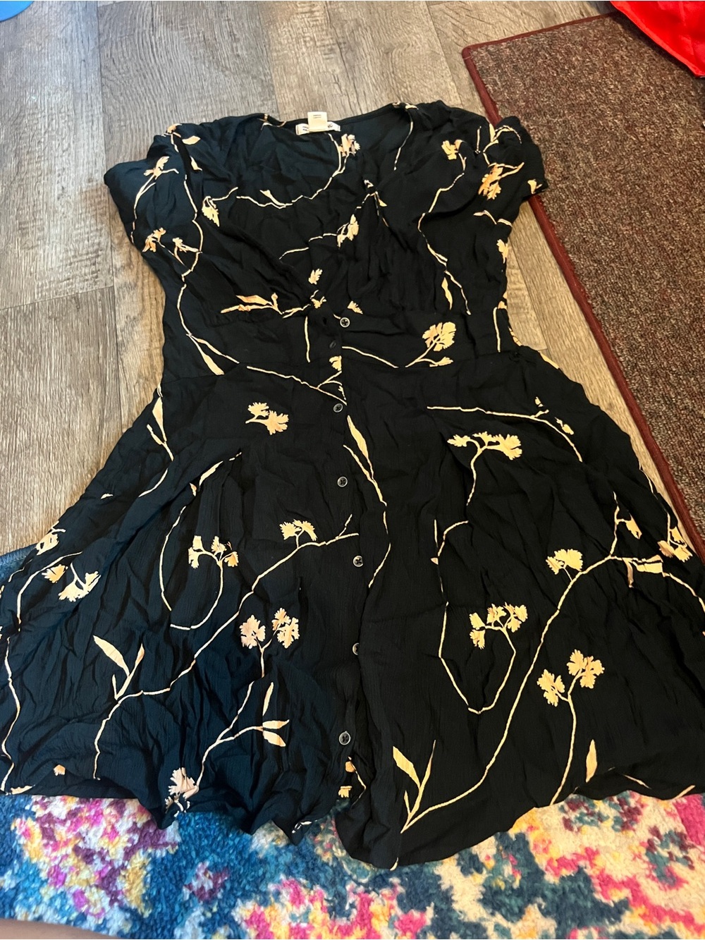Billabong Black Floral Button-Front Women’s Dress